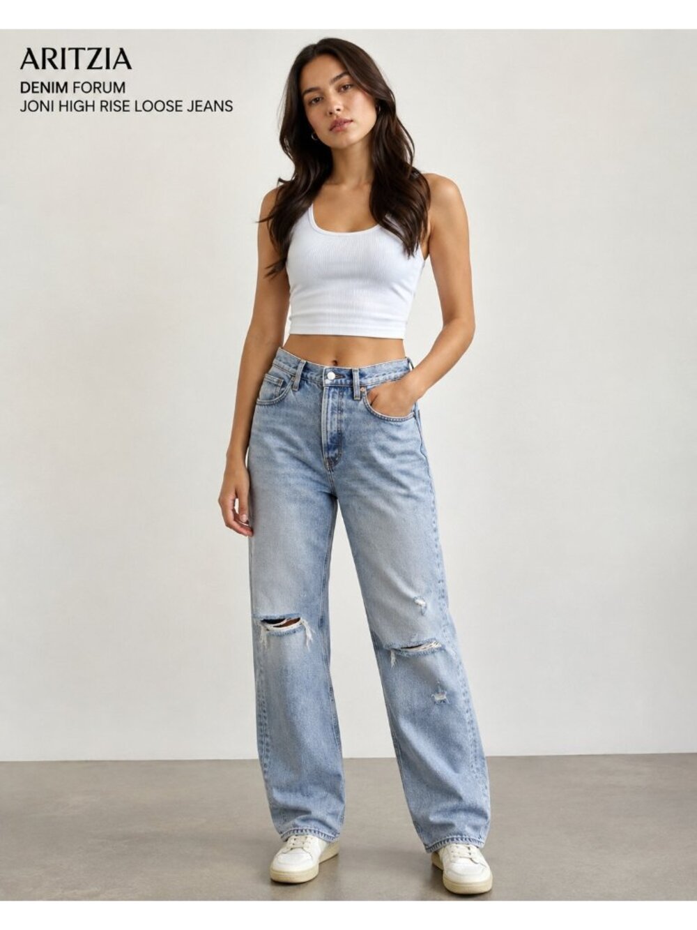 Aritzia Denim Forum Joni Jeans High Rise Loose Sz 27 29L Button Fly Light Cotton